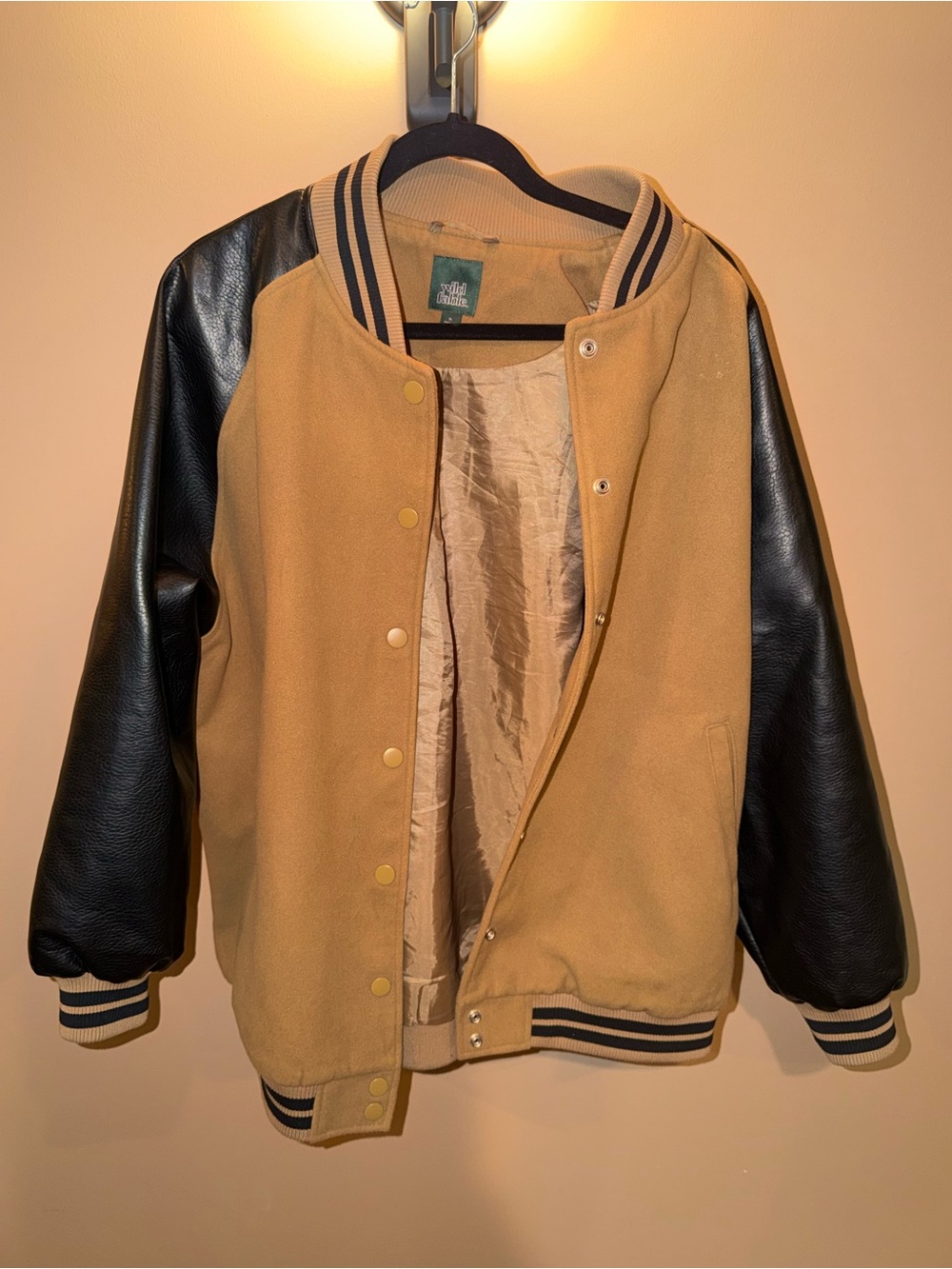 wild fable Camel and Black Striped Collar Jacket